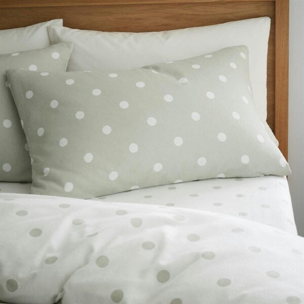 HomeSpace Direct Brushed Polka Dot Green Duvet Cover Set