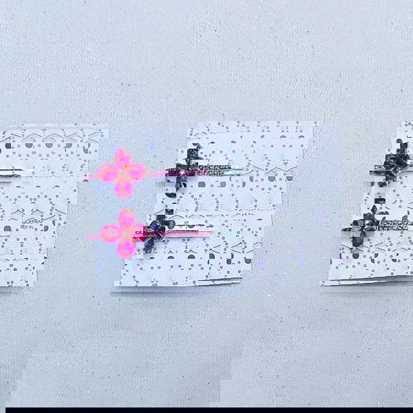 Flower Hair Grips Flower Hair Slides Pink Sparkly Hair Grips crystal
