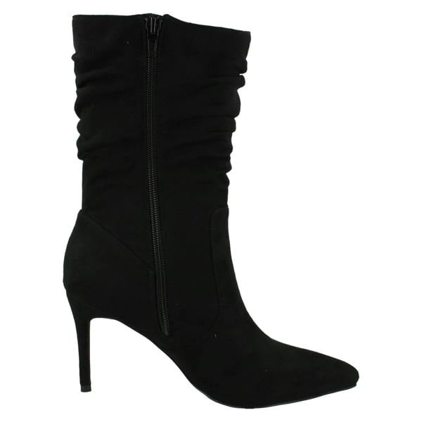Spot On Ladies Spot On High Heel Rouched Leg Calf Boots F51232