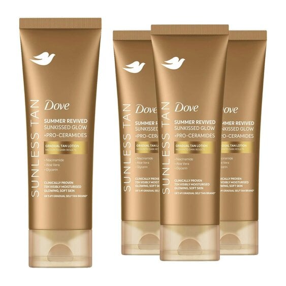 Dove 4 Pack Dove DermaSpa Summer Revived Medium to Dark Body Lotion, 200ml