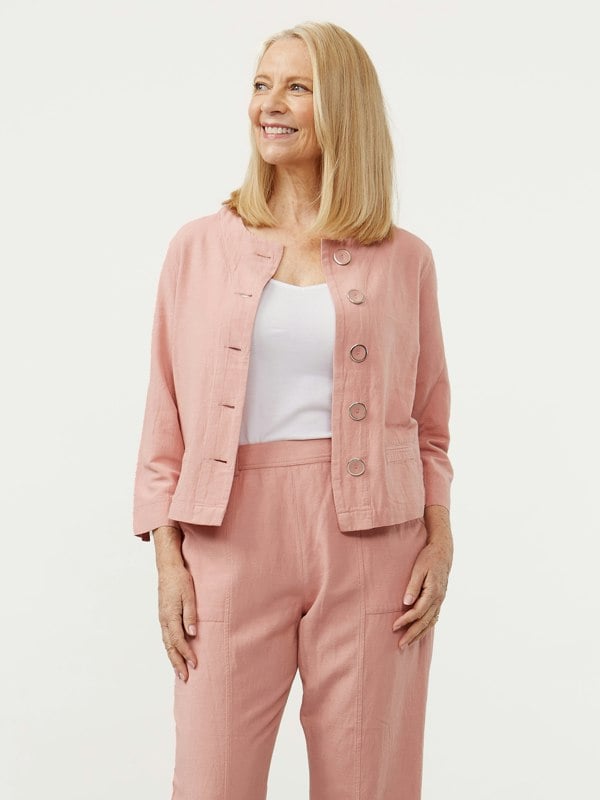 PennyPlain Linen Blend Crop Jacket - Dusk