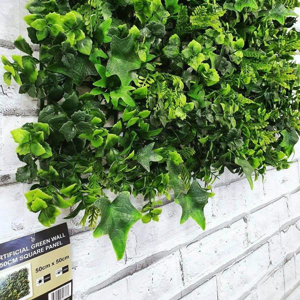 Premium Artificial Green Wall Panel 50cm x 50cm - Ivy - Evergreenery