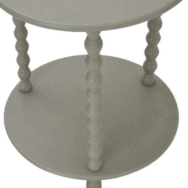 Wyld Haus Thui Grey Wood Round Side Table Bottom Shelf