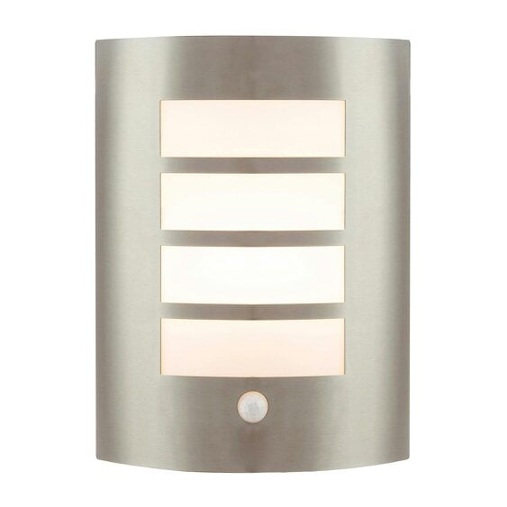 Happy Homewares Modern Outdoor IP44 Stainless Steel Flush Wall Lamp Fitting with PIR Sensor