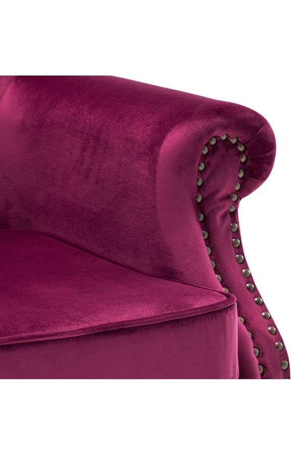 Living and Home Vintage Velvet Wing Back Armchair with Studs