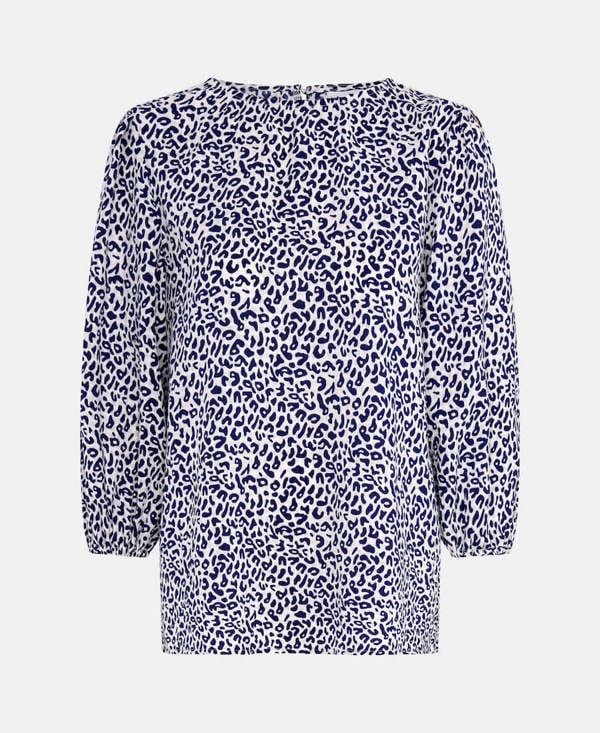 blue animal puff sleeve top