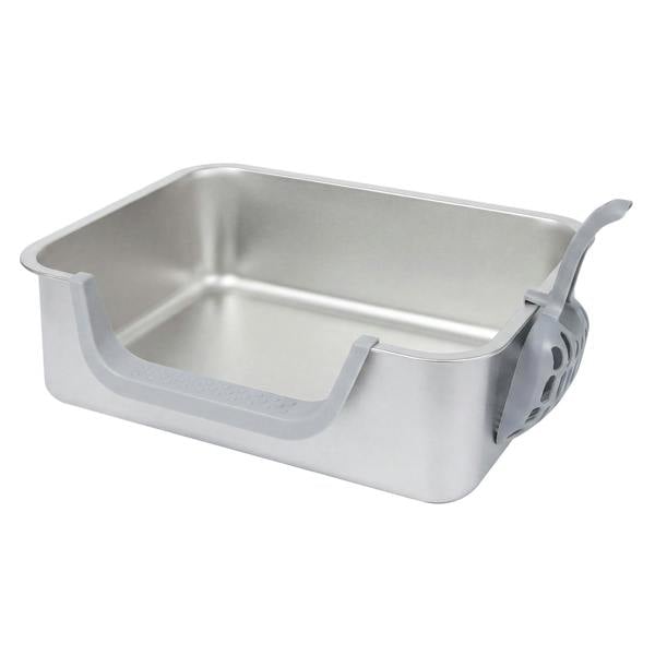 Skylos Cat Litter Tray Stainless Steel 7.5cm Low Entry High Sides 201 Steel
