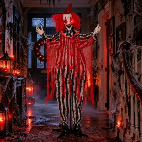 Samuel Alexander 1.8m Animated Evil Clown Sound Activated Halloween Decoration with LEDs