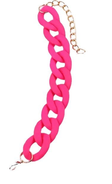 One Of A Kind Club Plain matt neon pink chunky chain bracelet