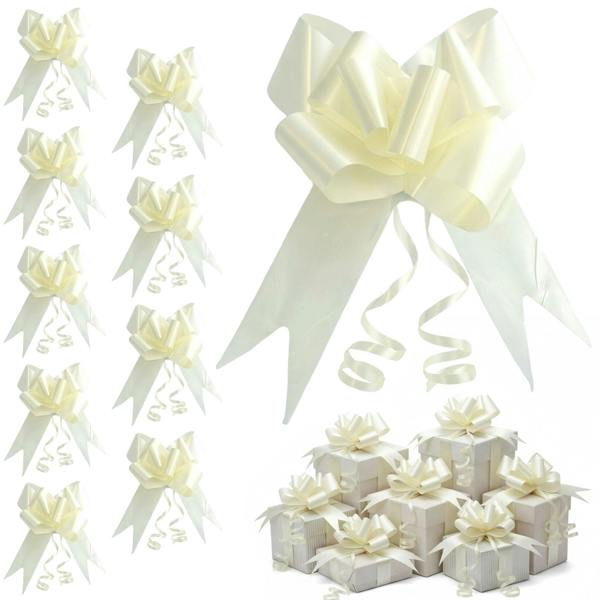 50mm Ivory Pull Bows, 10 Pack to 60 Pack Ribbon Gift Bows for Wrapping, Hampers and Party Décor image 1