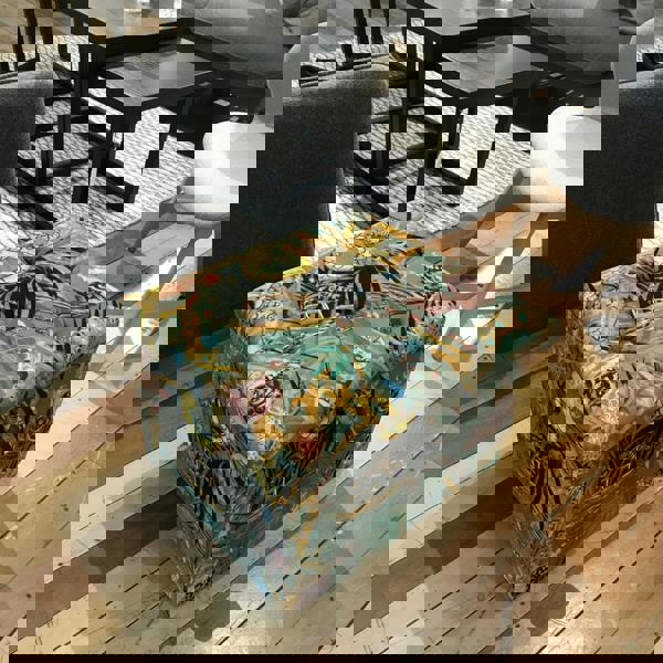 Small square handmade buttoned ottoman box UK non storage
