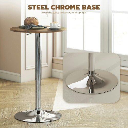 Wyld Haus Redone Rustic Brown Adjustable Swivel Round Bar Table With Steel Base