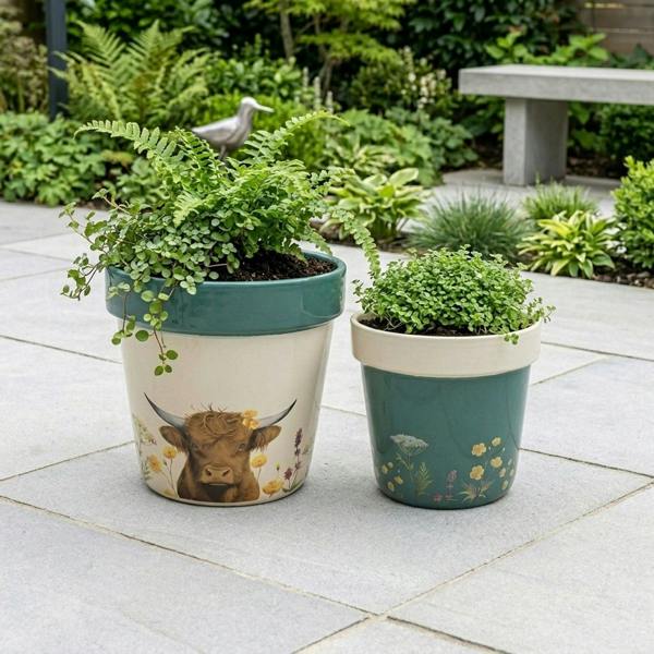 Garden Greatness Duo Highland Cow Planter Pot Set