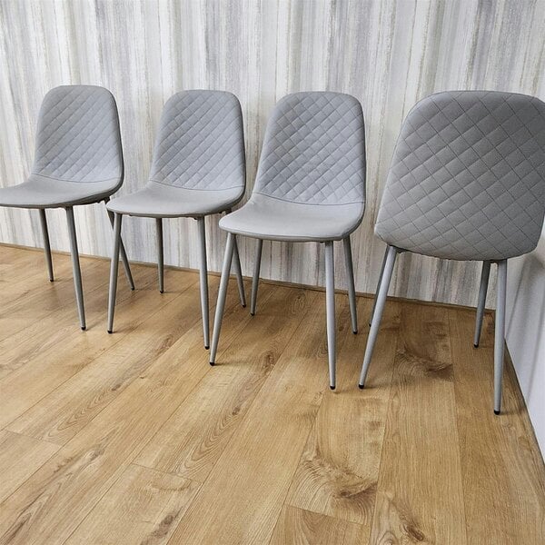 Kosy Koala Oak Effect Dining Table Set With 4 Grey Gem Pattern Chairs And Bench Dining Room Furniture