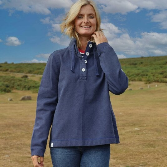Lazy Jacks LJ301 - Ladies Pique Sweatshirt - Twilight - Navy Drawstrings