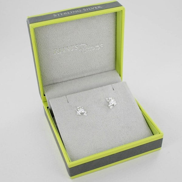 Sterling Silver Frog Stud Earrings - Reeves & Reeves