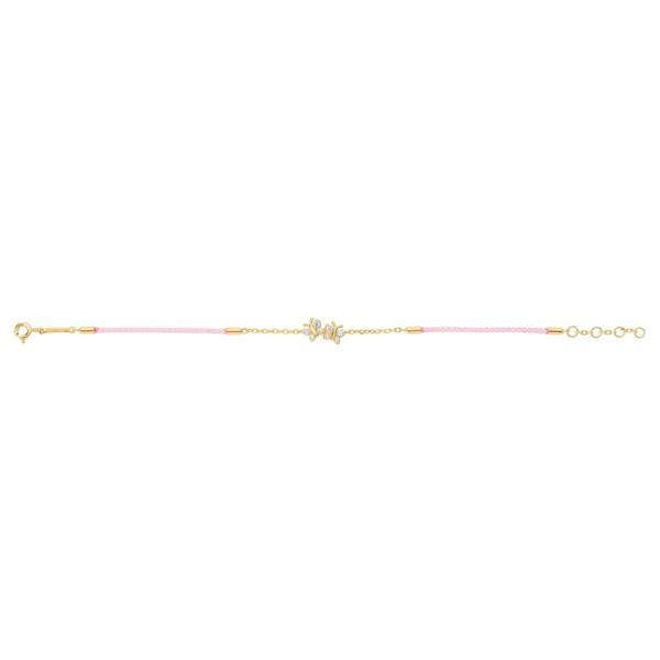 Enchanting Flutterfly™ Gold Vermeil Pink Silk Cord Butterfly Bracelet BLOOMTINE | Earth Angel HQ