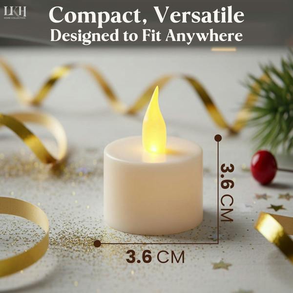 LKH HOME COLLECTION LED Tea Lights Candles – Pack of 12 Battery Operated Tea Light Votive Candles – Flameless Warm White LED Candle