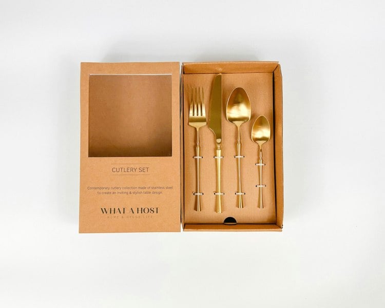 Gold Stainless Steel Cutlery Set. Restaurant Quality Flatware from What a Host Home Decor