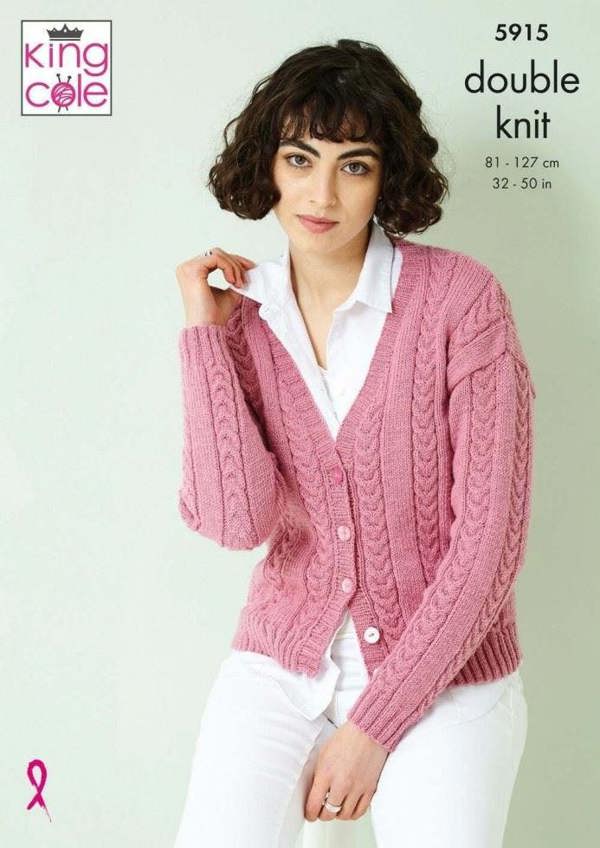 King Cole Luxury Merino DK Knitting Pattern 5915, Cardigans, Sweaters for Women, 32 - 50 Inches