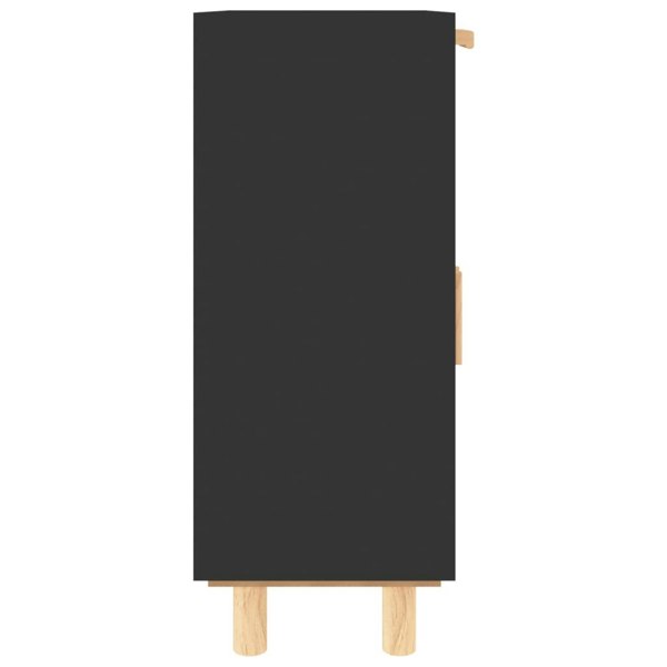 Berkfield Sideboard Black 60x30x75 cm Solid Wood Pine and Natural Rattan
