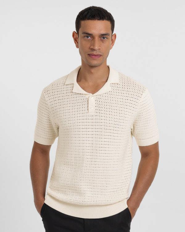 Steel & Jelly Stockwell - Chunky Knit Sweater Polo Shirt