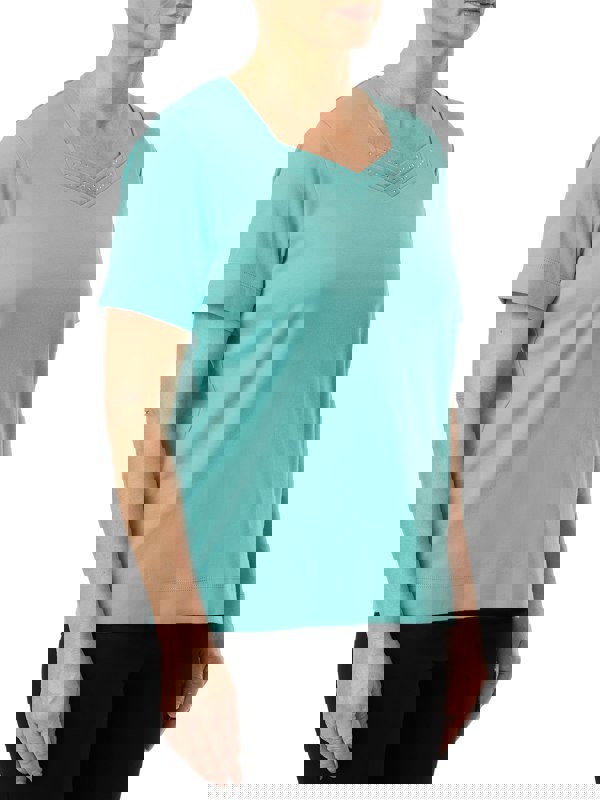 PennyPlain Diamante Sweetheart Neck Top - Turquoise