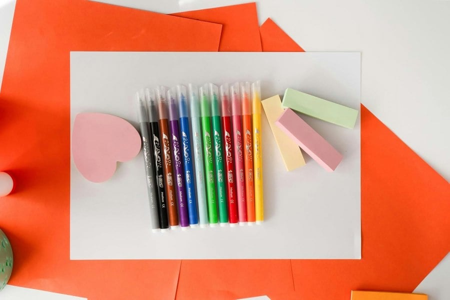 BIC Kids Kid Couleur Felt Medium Blocked Tip Colouring Pens - Pack of 12