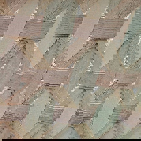 Rope Handle Wooden Weave Lined Storage Basket