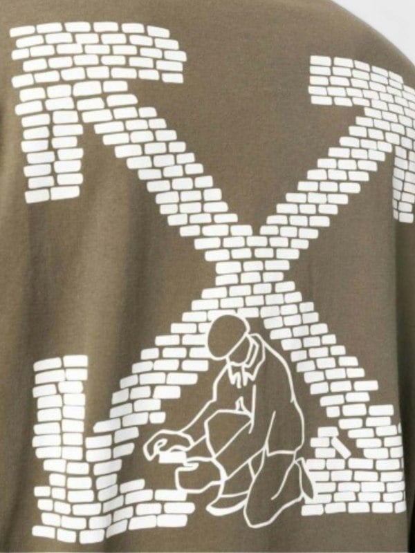 Off-White Bricks Arrow Long Sleeve T Shirt Army Green