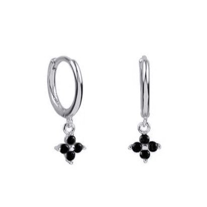 Gold Trip Black Crystal Flower Huggie Hoops