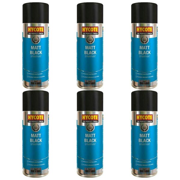 Hycote 6X Hycote Matt Black Spray Paint 400ml