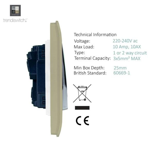 Trendi Switch 4 Gang 1 or 2 Way Light Switch in Champagne Gold