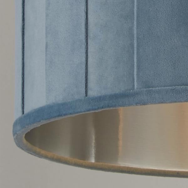 Lighting Collection TURQUIOSE VELVET PLEAT DRUM SHADE & SILVER INNER (D30cm)