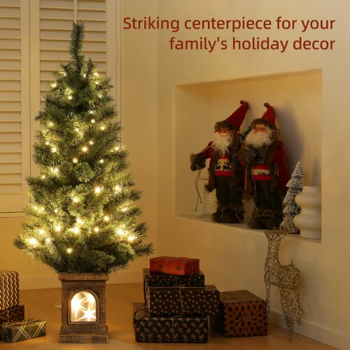 HOMCOM 4ft Artificial Christmas Tree with 80 Warm White LED Lights Remote
