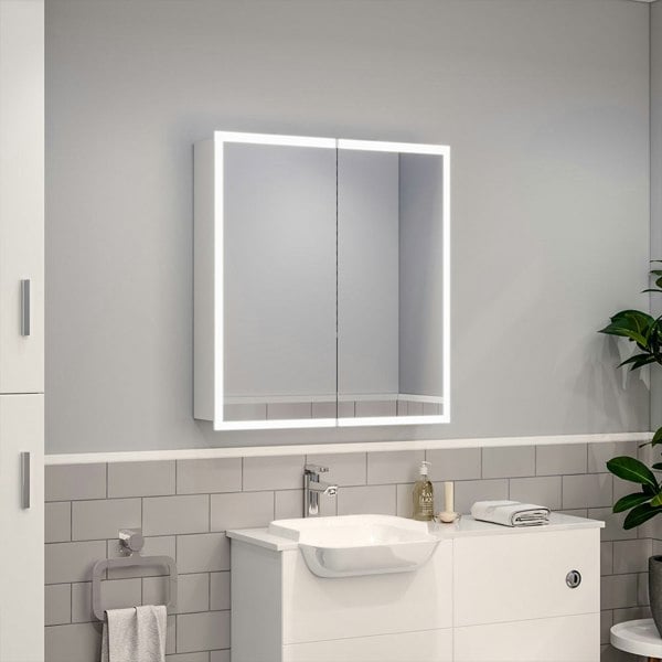 Double Door Bathroom Mirror LED Frameless Mirror Cabinet Bathroom Mirror Cabinets Living and Home