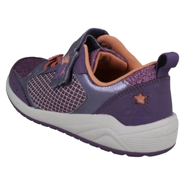 Clarks Girls Clarks Unicorn Detailed Hook and Loop Trainers Aquatic Brill K