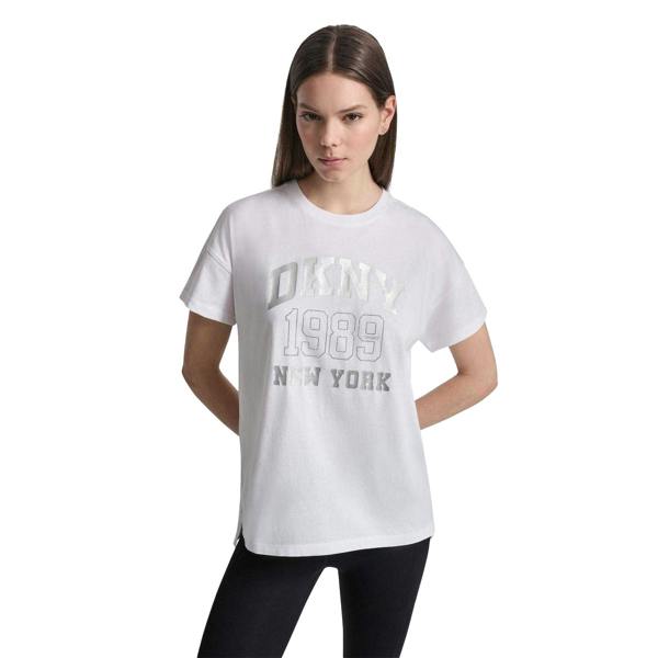 DKNY Womens/Ladies 1989 Shimmer Regular T-Shirt - White - 