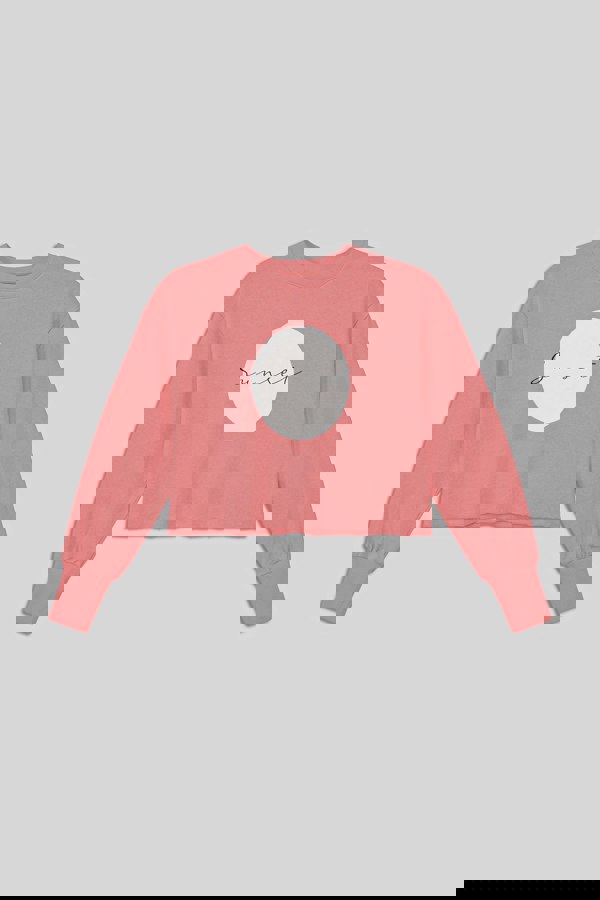 ENORSIA Raw Edge Chest Print Sweatshirt