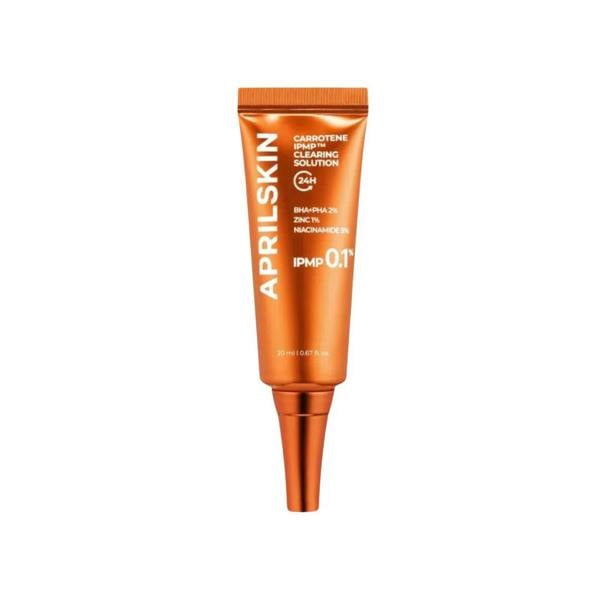 APRILSKIN Carrotene IPMP Clearing Solution – 20ml vegan spot acne treatment with 2% BHA, PHA, 5% Niacinamide, and Zinc Oxide available at Atelier De Glow UK.