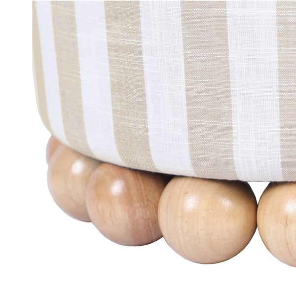 Furniture Edit Dex Beige Striped Linen Ottoman Footstool