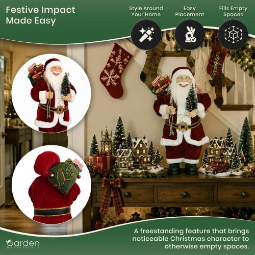 Santa Claus Christmas Figure with Presents & Tree – 60cm Ornament