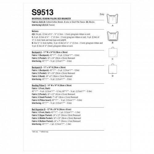 Simplicity Sewing Pattern 9513, Bags OS (One Size Only) - Easy