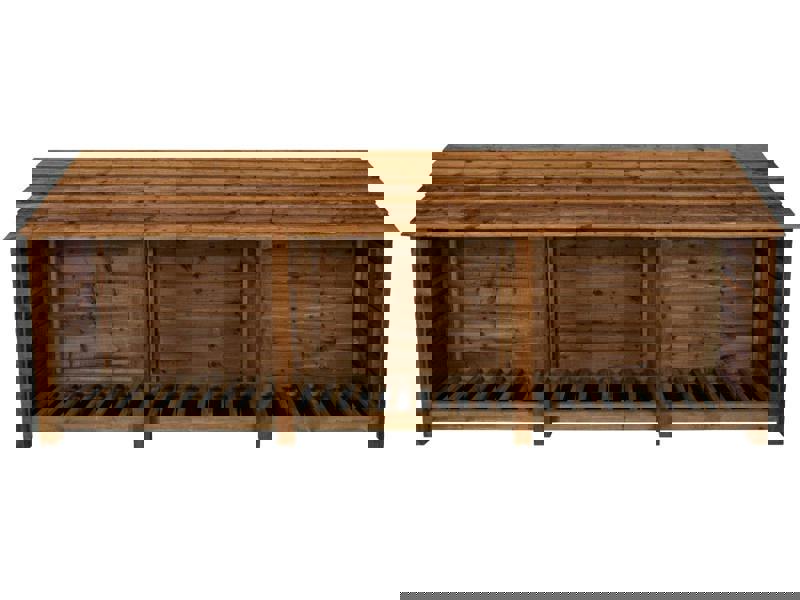 Arbor Garden Solutions Wooden Log Store W-335cm, H-126cm or 180cm, D-88cm - Brown Finish