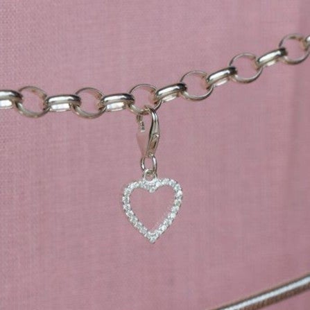 Mylee London Crystal Heart Pendant Charm - Sterling Silver