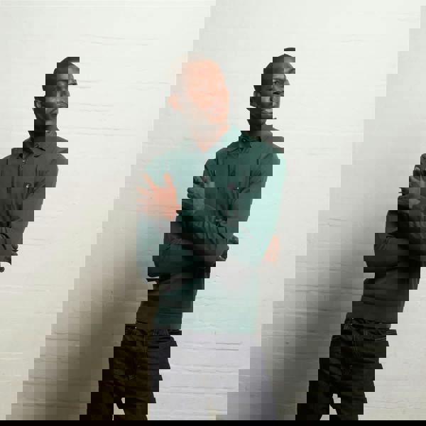 Gabicci V55GK08 Mens Francesco Long Sleeve Plain Knitted Three Button Polo Gabicci Vintage - IVY