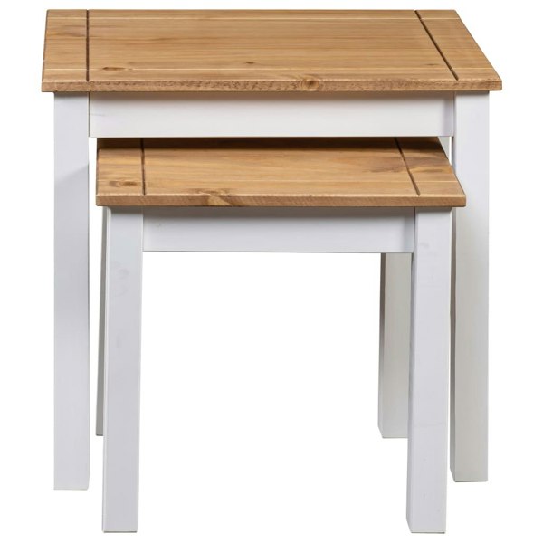 Berkfield Nesting Tables 2 pcs White Solid Pine Wood Panama Range
