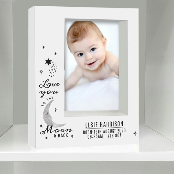 Personalised Memento Company Personalised Baby To The Moon and Back 5x7 Box Photo Frame