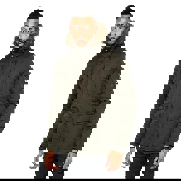 Crosshatch Mens Parkmoore Parka - Dark Olive - 