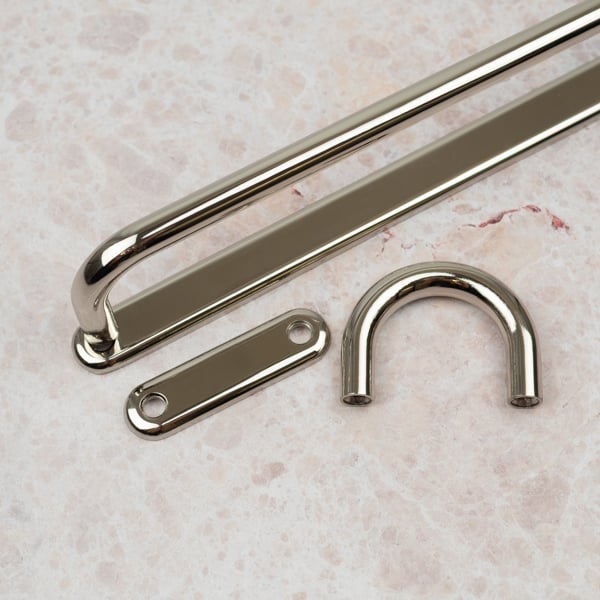 Handle & Home Bright Nickel  Loop Cabinet Handles with Backplate